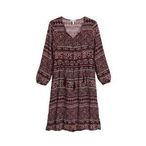 Luxology Women's Burgundy Paisley Print Bohemian Tassel Tie-Neck Dress large /00